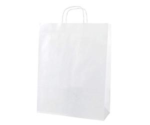 Thepaperbagstore 50 White Paper Bags with Handles Large 32x12x42cm