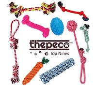 Thepeco 9 Pack Dog Toys - A Pack That Will Keep Your Puppy/Dog Occupied. A Mix of Rope and Rubber Toys. Great for bored dogs/puppies. Perfect for Indoor Play