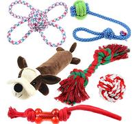 Thepeco Super Sixes - Chew Ropes & Squeak Toys, Interactive Play, Teething, and Anxiety in mind. Includes our famous furry 'squeak' dog