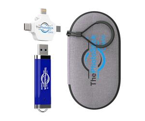 ThePhotoStick® Omni 256GB + Protective Case | Secure Photo & Video Backup and Transfer | Digital File Organization | USB & Multiport Connection for Phones, Tablets and Computers | Water Resistant Case