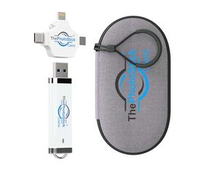 ThePhotoStick® Omni 64GB + Protective Case | Secure Photo & Video Backup and Transfer | Digital File Organization | USB & Multiport Connection for Phones, Tablets and Computers | Water Resistant Case