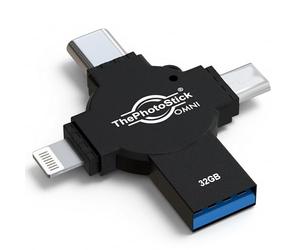 ThePhotoStick® Omni X 32GB Photo Backup for iPhone, Android and Computers