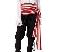 ThePirateDressing 100% Cotton Pirate Sash for Men & Women Striped Renaissance Cosplay Belt Wrap Medieval Steampunk Halloween Costume Accessory with Torn Edge (Red-White)