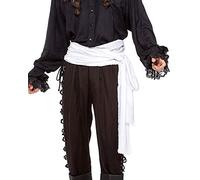 ThePirateDressing Halloween Waist Sash Belt - Medieval Renaissance Costume Accessory for Men & Women - Unfinished Torn Edge Linen Scarf (White (Linen Fabric, Unfinished Edge))