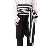 ThePirateDressing Pirate Medieval Renaissance Halloween Costume Large Sash, Black- White (100% Cotton Fabric), 144 inch x 10 inch