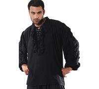 ThePirateDressing Pirate Medieval Renaissance John Reckham Shirt Costume C1014 [Black] [XX-Large]