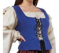 ThePirateDressing Renaissance Medieval Pirate Wench Peasant Corset Bodice for Women - Reversible Tavern Gypsy Halloween Costume Outfit C1051 [Blue] (Small)
