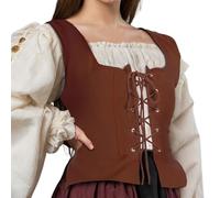 ThePirateDressing Renaissance Medieval Pirate Wench Peasant Corset Bodice for Women - Reversible Tavern Gypsy Halloween Costume Outfit C1051 [Chocolate] (Medium)