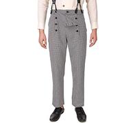 ThePirateDressing Steampunk Victorian Cosplay Costume Architect Men's Pants Trousers C1489 - Black+ White Check (100% Cotton Fabric) - Medium