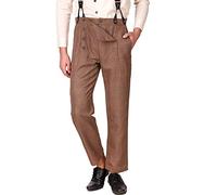 ThePirateDressing Steampunk Victorian Cosplay Costume Architect Men's Pants Trousers C1489 - Brown Check (100% Cotton Fabric) - Medium