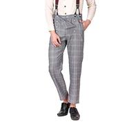 ThePirateDressing Steampunk Victorian Cosplay Costume Architect Men's Pants Trousers C1489 - Grey+ Blue Check (100% Cotton Fabric) - XX-Large
