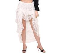 ThePirateDressing Steampunk Victorian Cosplay Costume Womens High-Low Show Girl Skirt-AKS5-C1642-White-M