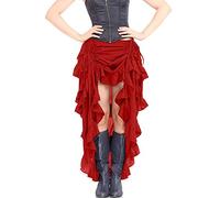 ThePirateDressing Steampunk Victorian Cosplay Costume Womens High-Low Show Girl Skirt, Red, 4XL
