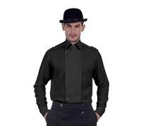 ThePirateDressing Steampunk Victorian Gothic Punk Vampire Linen Shirt Costume C1293 [Black] [Small]