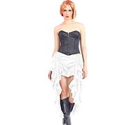 ThePirateDressing Victorian Steampunk Costume Skirt High-Low Ruffles Adjustable Goth Pirate and Renaissance Vibes White