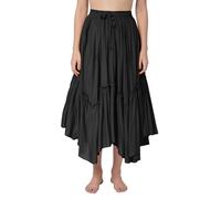 ThePirateDressing Women's Renaissance Pirate Peasant Medieval LARP High-Low Maxi Skirt with Pockets, Black, Medium