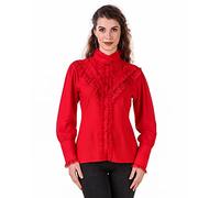 ThePirateDressing Women's Steampunk Victorian Renaissance Shirt Blouse C1657 Red Small