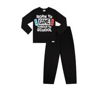 ThePyjamaFactory Boys Born To Game Forced To School Long Cotton Red Blue Controller Pyjama Set Pjs For Kids (9-10 Years)