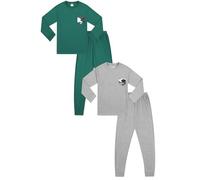 ThePyjamaFactory Boys Camouflage Long Green Grey 2 Pack Pyjamas PJs For Kids (13-14 Years)