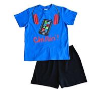 ThePyjamaFactory Boy's Chillin Mobile Phone Short Pyjamas (11-12 Years) Blue