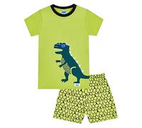 ThePyjamaFactory Boys Cotton Kids Dinosaur Green T-Rex Nightwear Short Pyjamas (6-7 Years)