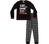 ThePyjamaFactory Boys Eat Game Sleep Controller Long Pyjama Set Kids Gaming Pyjamas 8 to 16 Years (11-12 Years) Black
