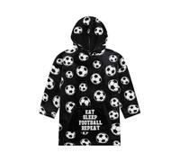 ThePyjamaFactory Boys Eat Sleep Football Black and White Fully Lined Luxury Fleece Hoodie, Oversized Fleece Blanket Hoody For Kids (4-8 Years)