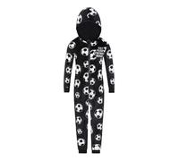 ThePyjamaFactory Boys Eat Sleep Football Repeat Black and White Fleece Gaming Sleepsuit (7-8 Years)