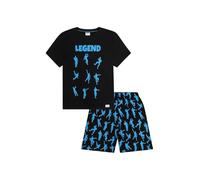 ThePyjamaFactory Boys Emote Legend Dance Gaming Black Blue Cotton Short Pyjamas (14-15 Years)