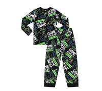 ThePyjamaFactory Boys Game Over Gaming Long Fleece Twosie Pyjama Set Kids PJ's (15-16 Years) Black