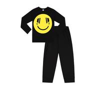 ThePyjamaFactory Boy's Happy Face Headphones Pyjamas Cotton Long Pyjamas (12-13 Years) Black