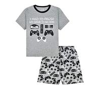 ThePyjamaFactory Boys I Had To Pause My Game to Be Here Gaming Controller Grey Short Cotton Pyjamas (13 Years)