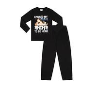 ThePyjamaFactory Boys I Paused My Anime To Be Here Long Cotton Pyjamas Gaming PJs For Kids (11-12 Years) Black