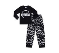 ThePyjamaFactory Boys I'd Rather Be Gaming Black White Long Pyjama Set (14-15 Years)