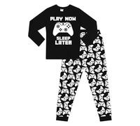 ThePyjamaFactory Boys Play Now Sleep Later White Gaming Long Cotton Pyjamas (9-10 Years)