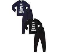ThePyjamaFactory Can I Just Finish This Game Long Black Navy 2 Pack Boys Pyjama Set PJs For Kids (15-16 Years)