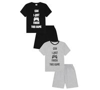 ThePyjamaFactory Can I Just Finish This Game Short Black Grey 2 Pack Boys Pyjama Set PJs For Kids (13-14 Years)