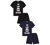ThePyjamaFactory Can I Just Finish This Game Short Black Navy 2 Pack Boys Pyjama Set PJs For Kids (14-15 Years)