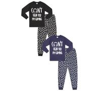 ThePyjamaFactory Can't Hear You I'm Gaming AOP Long Black Navy 2 Pack Boys Pyjama Set PJs For Kids
