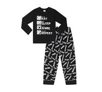 ThePyjamaFactory Eat Sleep Anime Repeat Long Pyjama Set Black (9-10 Years)