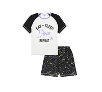 ThePyjamaFactory Eat Sleep Dance Repeat Star Girls Short Pyjama Set (8-9 Years) Black