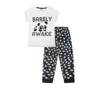ThePyjamaFactory Girls Barely Awake Panda Long Pyjamas Black and White 7 to 16 Years (13-14 Years)