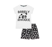 ThePyjamaFactory Girls Barely Awake Panda Short Pyjamas Black and White 7 to 16 Years (12-13 Years)