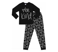 ThePyjamaFactory Girls Be Kind Love Long Cotton Pyjama Set (14-15 Years) Black