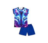 ThePyjamaFactory Girls Boys Cute Wolf 3d Style short Pyjamas (7-8 Years) White