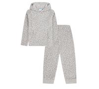 ThePyjamaFactory Girls Grey Leopard Print Long Fleece Pyjama Set (10-11 Years)