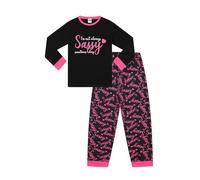 ThePyjamaFactory Girls I'm Not Always SASSY Sometimes I Sleep Cotton Long Pyjama Set (9-10 Years) Black
