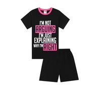 ThePyjamaFactory Girls I'm Not Arguing I'm Just Explaining Why I'm Right Cotton Short Pyjama Set (14-15 Years) Black
