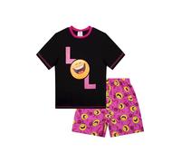 ThePyjamaFactory Girls LOL Happy Face Laugh Out Loud Short Pyjamas 9 to 16 Years (9-10 Years) Black