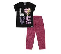 ThePyjamaFactory Girls Love Animal Print Long Black Pyjama Set (9-10 Years)
